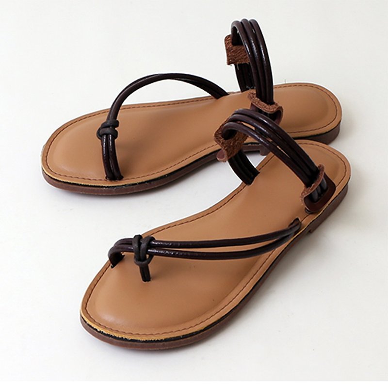 Maffeo 2way/3way Two-Piece Double Color Woven Woven Leather Sandals and Slippers (944) - รองเท้าลำลองผู้หญิง - หนังแท้ สีม่วง