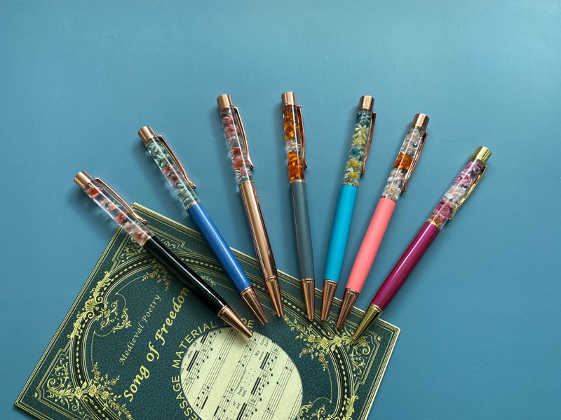 [Customizable/Christmas gift/gift box] Crystal pen tip_Floating flower pen_Eternal flower/Non-withering - Dried Flowers & Bouquets - Other Metals 