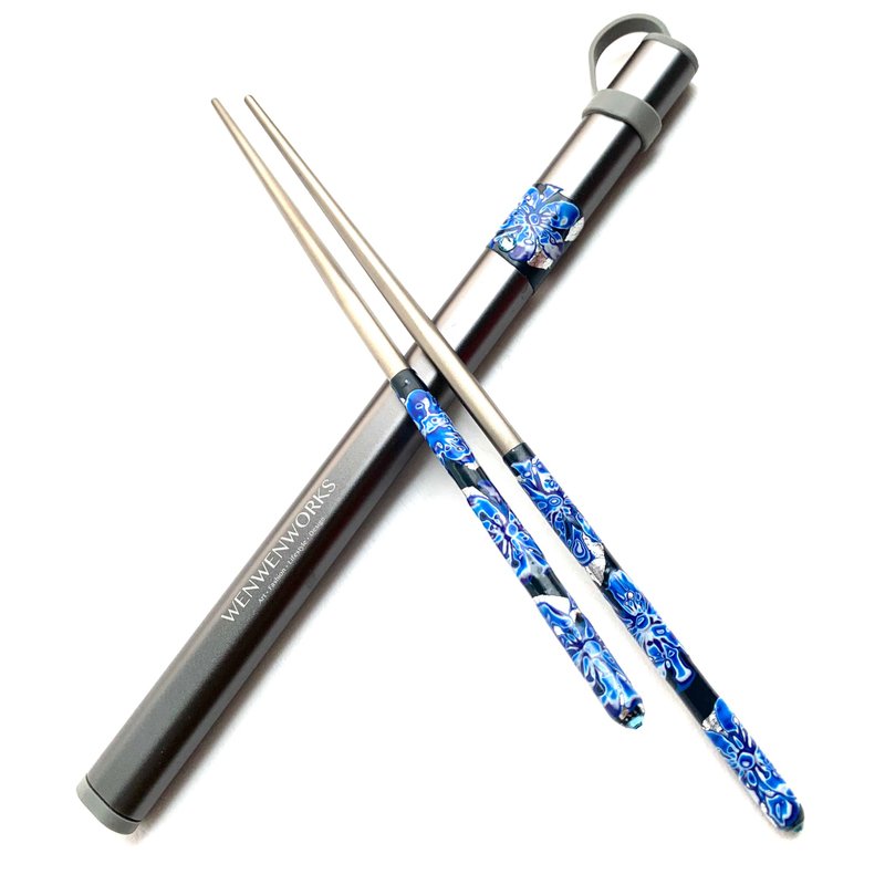 WENWENWORKS Titanium Chopsticks - ตะเกียบ - โลหะ สีน้ำเงิน