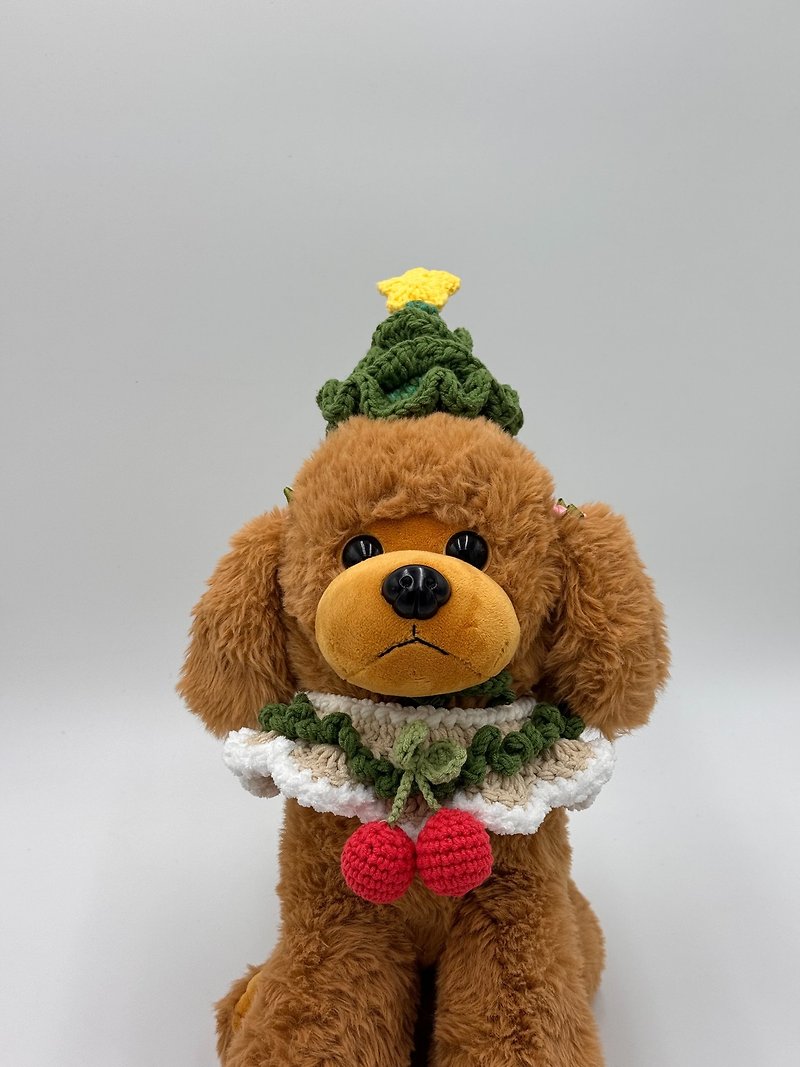 寵物編織聖誕櫻桃領巾 - 寵物衣服 - 棉．麻 多色