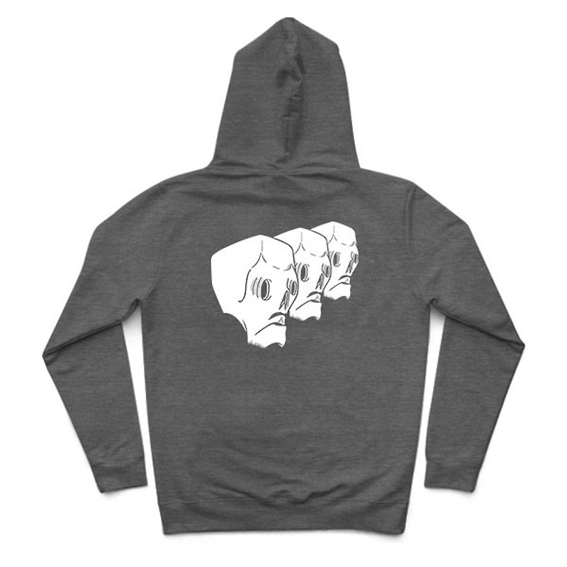 Skull Gangster-Heather Grey-Hooded Zip Jacket - Unisex Hoodies & T-Shirts - Cotton & Hemp Gray