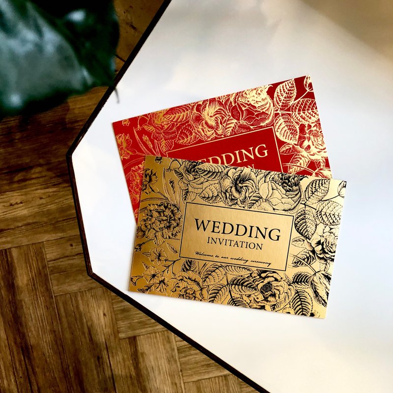 [Thick gold-edged wedding invitations] Golden Age gold-plated wedding invitations including envelopes, stickers, wedding invitations, 20 pieces minimum - การ์ดงานแต่ง - กระดาษ 