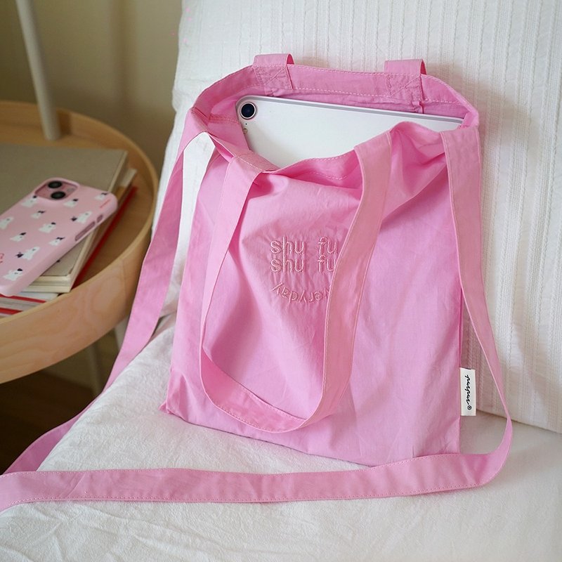 shushufufu colored cotton bag - กระเป๋าแมสเซนเจอร์ - ผ้าฝ้าย/ผ้าลินิน หลากหลายสี