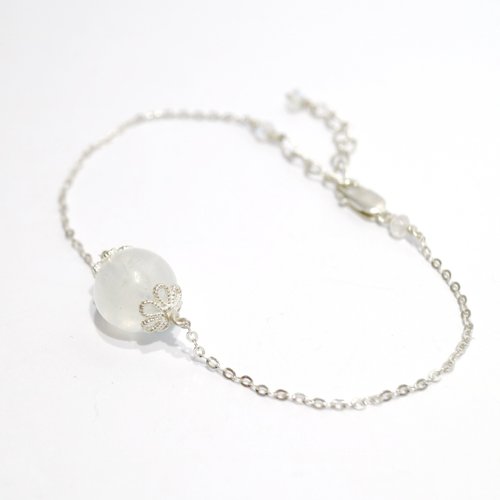 ColorDay天然石輕珠寶 藍彩月光石純銀手鍊 Moon Stone silver braclet