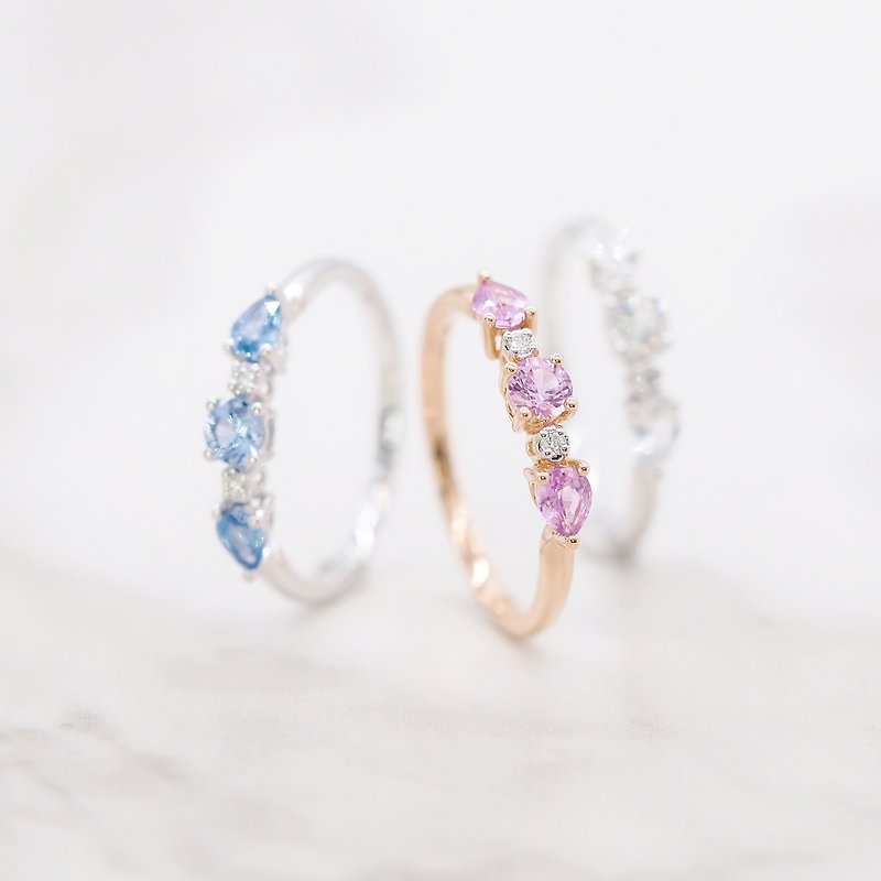 黎明女神 Aurora | 18K金鑽石戒指 (可客製化) - 戒指 - 鑽石 多色