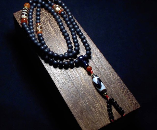 大虎牙天珠達絡虎牙天珠雙虎牙天珠南紅佛珠108顆土沉念珠心到位冥想殿