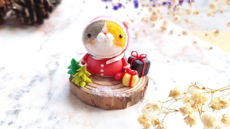 Christmas Cat Micro View - Christmas Little Fat (Single) - Items for Display - Clay Red