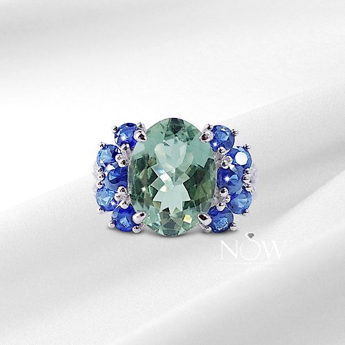 NOW jewelry 綻放璀璨 3.04克拉 稀有藍綠色碧璽 皇家藍藍寶石配鑲 設計師訂製