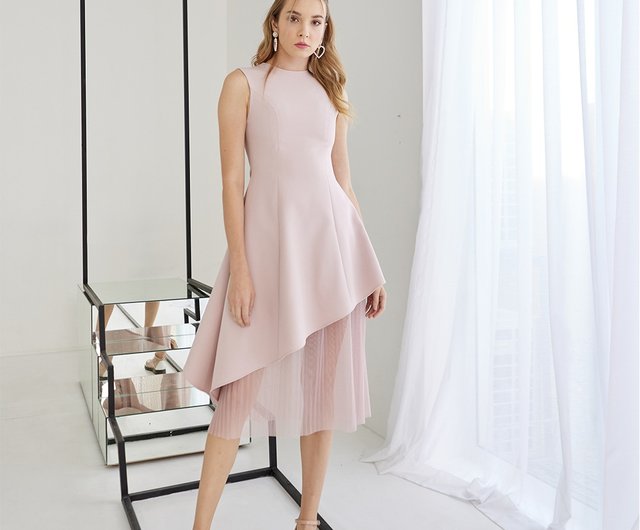 CAPHENY Pale Pink Asymmetric Dress (Cocktail dress, Party dress, Evening  dress) - Shop capheny One Piece Dresses - Pinkoi