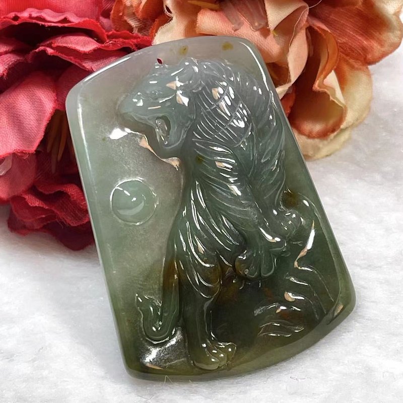 Treasure Crystal Stone/ Natural A Jade Cargo / oil Green Tiger / jade triple / quad-color jade / Tiger / attached certificate - Necklaces - Jade Multicolor