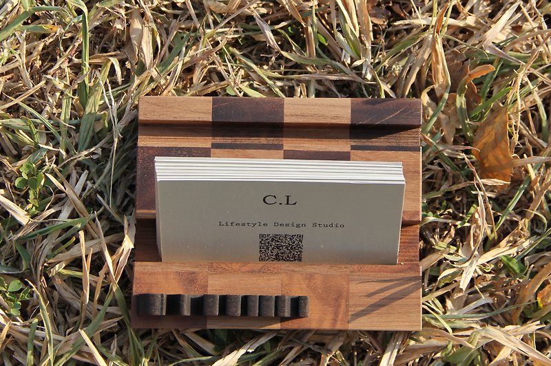 Exclusive order - "CL Studio" [modern simple - geometric style wooden mobile phone holder / business card holder] Miggie Yip - แฟ้ม - ไม้ 