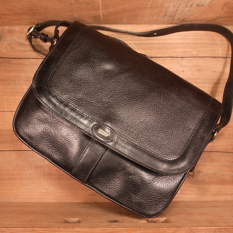 [Bones] Bally black leather side of the backpack VINTAGE - Messenger Bags & Sling Bags - Genuine Leather Black