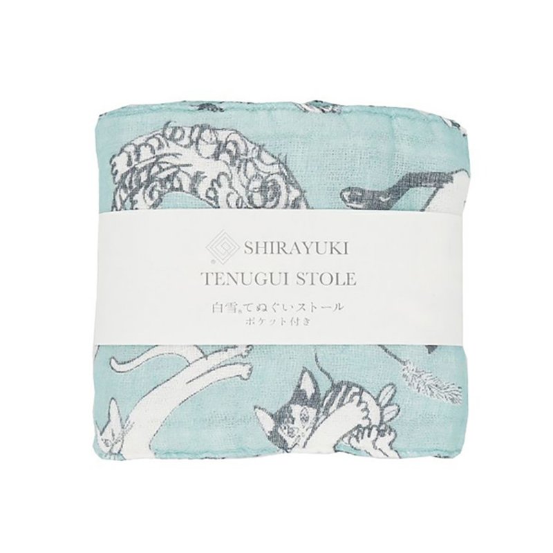 京友禪染Cooling Scarf Towel / meow meow meow - 桌布/桌巾/餐墊 - 棉．麻 藍色