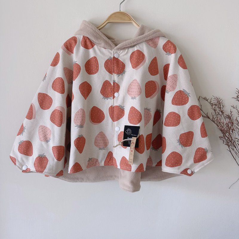 Strawberry Elf Cloak 0-4 years old - เสื้อโค้ด - ผ้าฝ้าย/ผ้าลินิน 