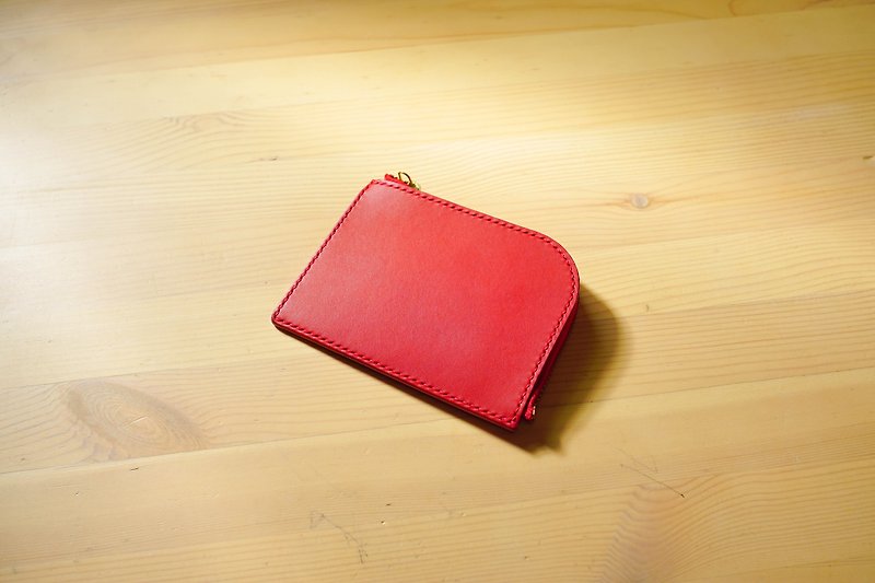 L型零錢包(A款) - 長短皮夾/錢包 - 真皮 紅色
