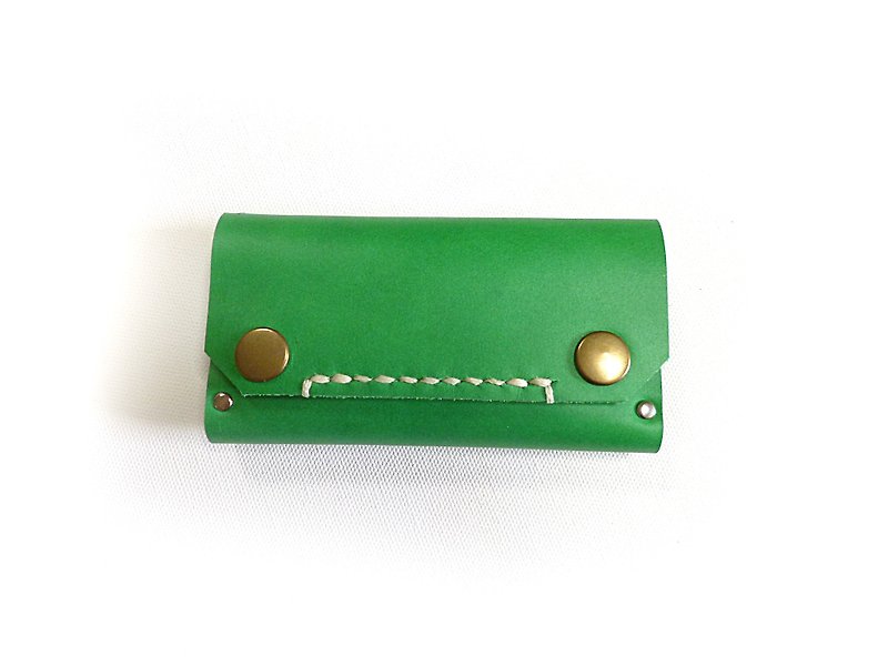POPO│ │ colorful cow leather. Wallets │ choke Green - Keychains - Genuine Leather Green
