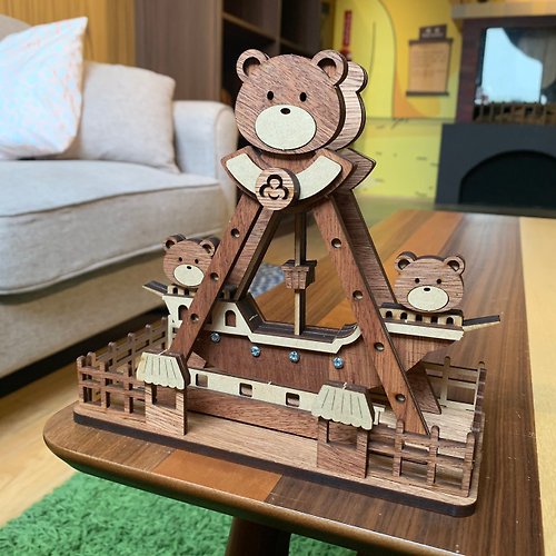 卷木森活館 【手作DIY】小熊 海盜船 遊樂園 可愛 擺飾 木製 木質 質感