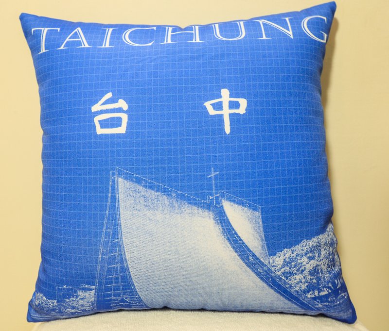 Taiwan City Series Design Pillow-Taichung - หมอน - วัสดุอื่นๆ สีน้ำเงิน