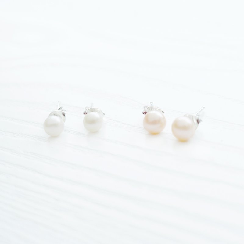 TREASURE-  Mini Pearl Sterling Silver Earrings Clip on earrings - Earrings & Clip-ons - Sterling Silver Pink
