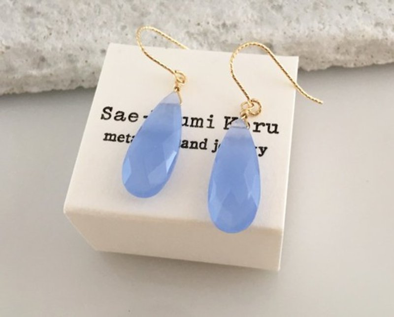 ◆ Lavender Blue Chalcedony ◆ K14GF Earrings / Clip-On - Earrings & Clip-ons - Gemstone 