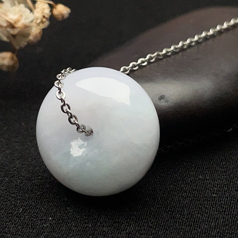 冰糯綠翡翠平安扣項鍊 | 天然緬甸玉翡翠A貨 | 送禮 - 項鍊 - 玉石 綠色