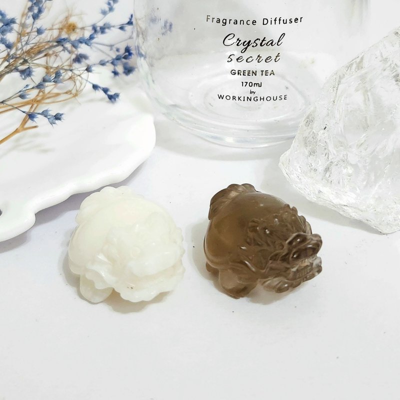 漢白玉龍龜/茶晶龍龜/避邪、消除負能量之水晶 - 擺飾/家飾品 - 水晶 咖啡色