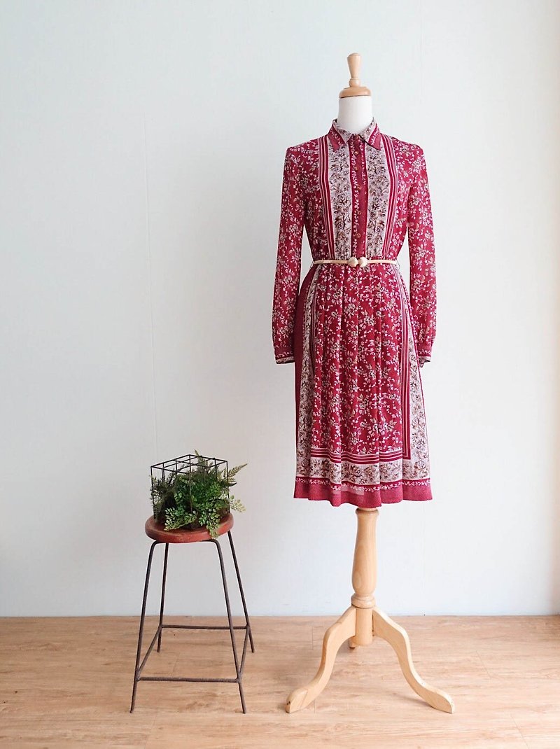 Vintage / Long Sleeve Dress no.156 tk - ชุดเดรส - เส้นใยสังเคราะห์ หลากหลายสี