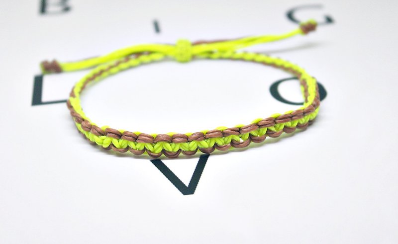Hand-knitted silk Wax thread type ((retractable)) <fluorescent age> //You can choose your own color// - Bracelets - Wax Yellow