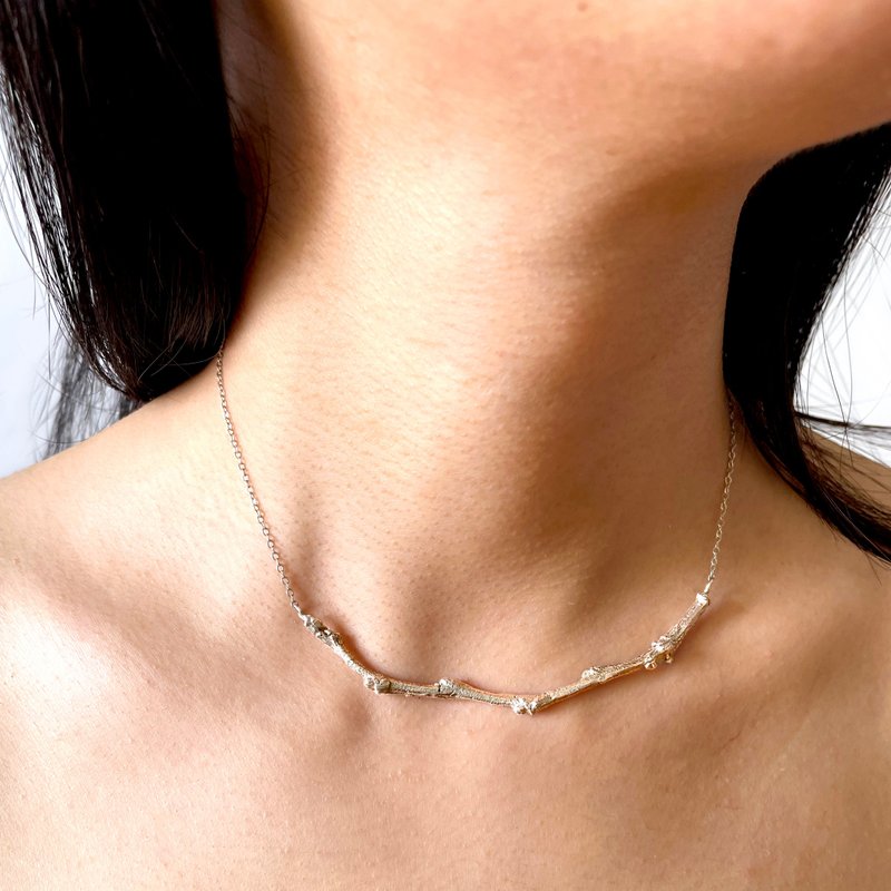 Twig sterling silver clavicle chain choker - สร้อยคอ - เงินแท้ สีเงิน