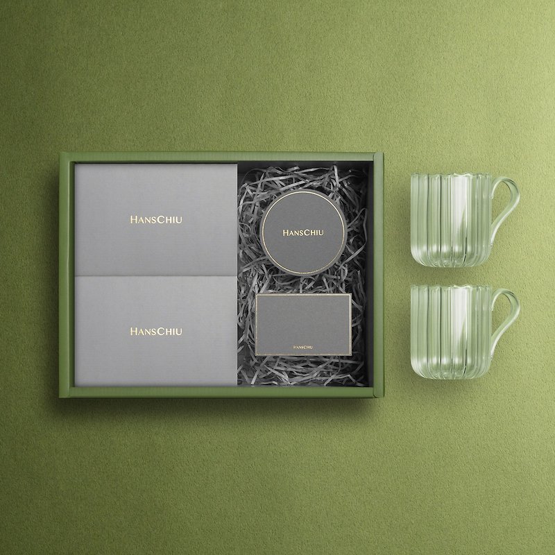【新婚禮物】手工玻璃茶杯對杯禮盒 - 杯子 - 玻璃 綠色