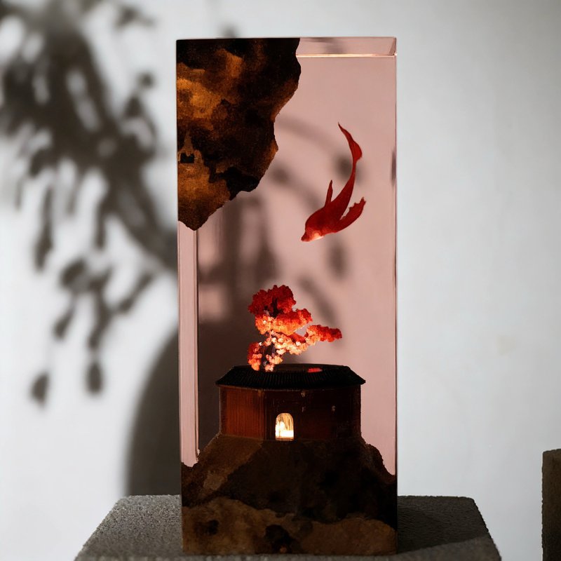國風文創禮品【鯤】大魚海棠 創意裝飾擺件樹脂夜燈 - 擺飾/家飾品 - 樹脂 紅色