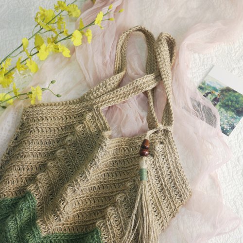 Espressowithyou 【現貨】Handmade手工編織/黃麻繩編織/購物袋/肩揹包/麻繩包