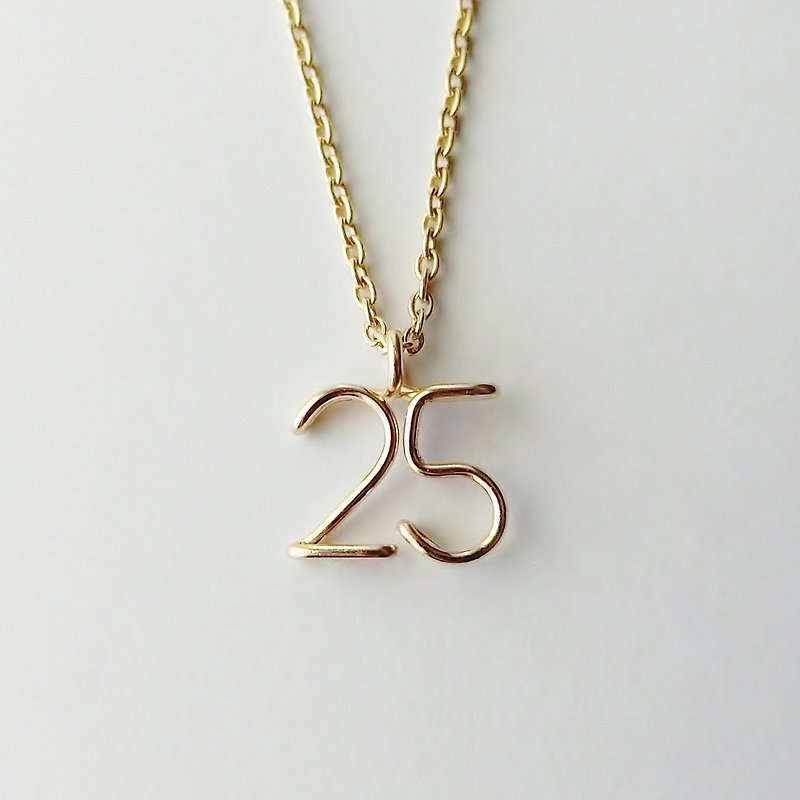 Number 2 digit necklace [10k gold] - สร้อยคอ - เครื่องประดับ สีทอง