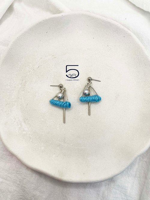 516Hope / Wish 希望的誕生 | 手作飾品 青空藍珍珠花-小款