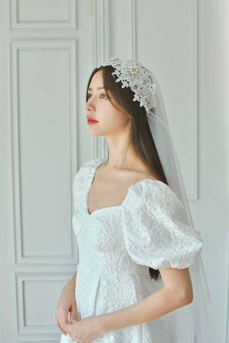 Caroline Headband Veil (Ready to Ship) - 髮飾 - 聚酯纖維 白色