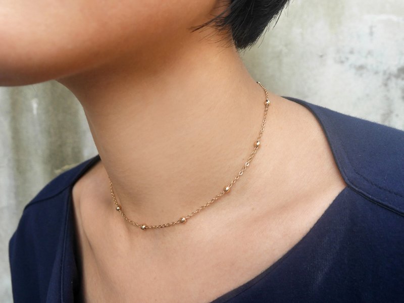 14K Gold Bean Chain -14吋 - ต่างหู - วัสดุอื่นๆ สีทอง