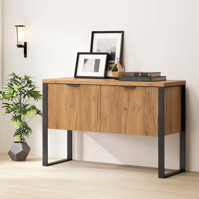 4-foot double-door sideboard golden oak color (Abbode) home decoration - โต๊ะอาหาร - ไม้ สีเหลือง