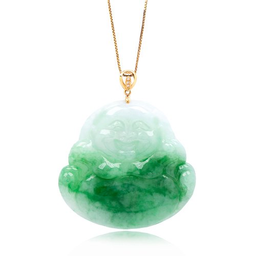 正佳珠寶 Gemsrich Jewelry 【正佳珠寶】翡翠 頂級花青 大肚彌勒佛吊墜 天然A貨翡翠吊墜