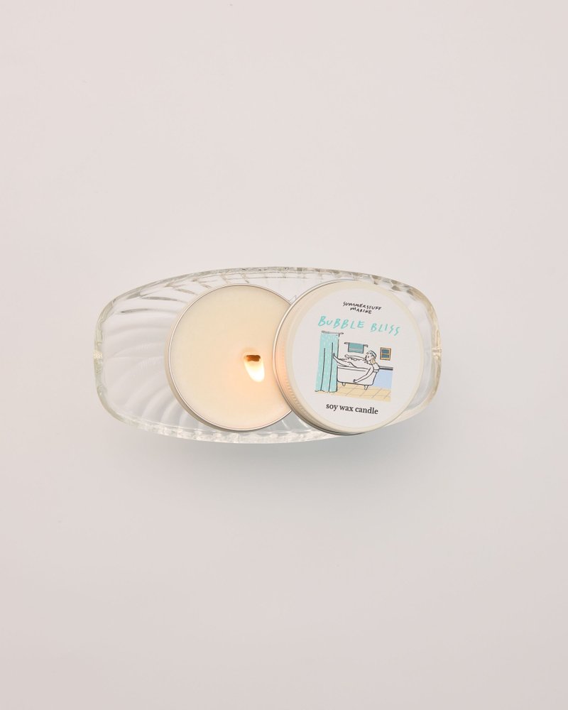 Summerstuff.marine - SOY WAX CANDLES กลิ่น BUBBLE BLISS (60 g) - 香氛蠟燭/燭台 - 蠟 白色
