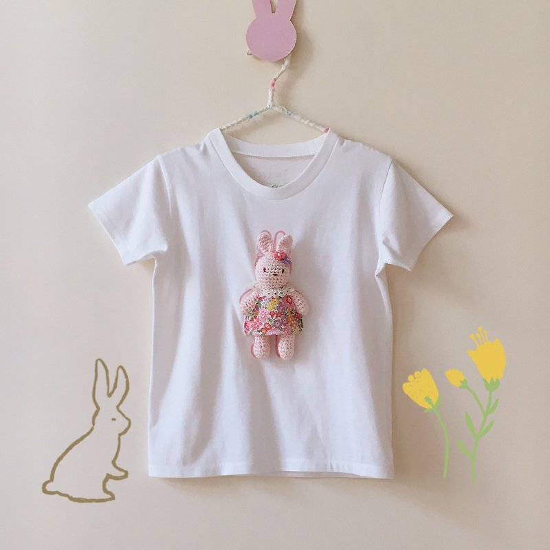 Carry a rabbit short-sleeved T-shirt - Tops & T-Shirts - Cotton & Hemp White