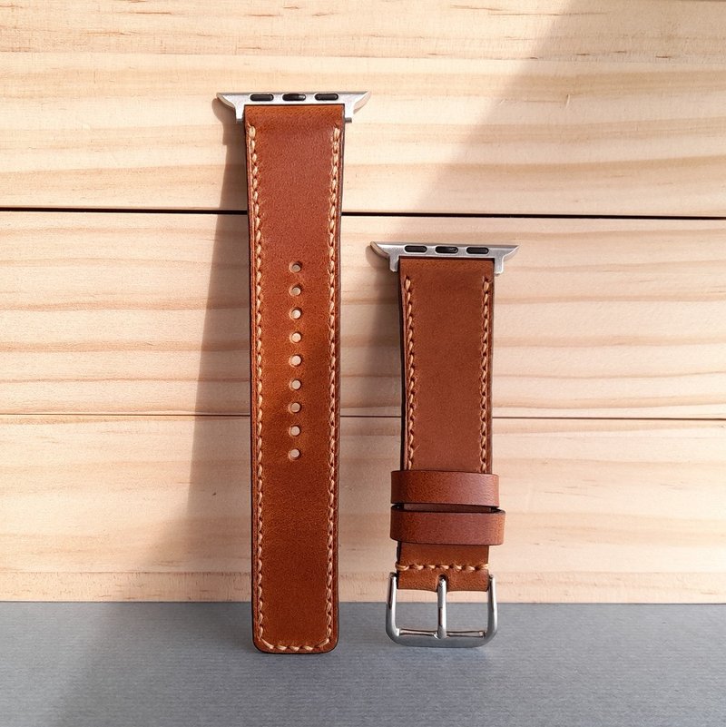 APPLE WATCH handmade leather strap-top Italian vegetable tanned leather - สายนาฬิกา - หนังแท้ 