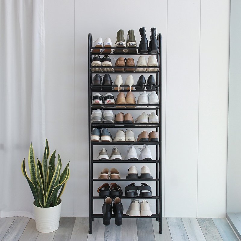 鐵製十層鞋架-黑 - 衣櫃/鞋櫃 - 其他金屬 黑色