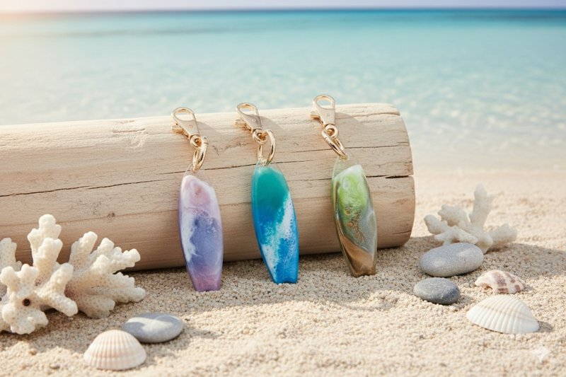 Handmade - Surfboard Keychain CANDES Ocean Charm Souvenir Gift - Keychains - Acrylic Multicolor