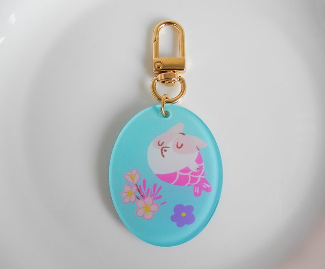 Gorgeous Space Corgi Fish Flower Charm Ornament Keychain Cute