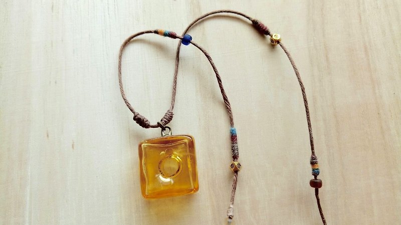 Cube Essential Oil Bottle Necklace - Necklaces - Colored Glass Transparent