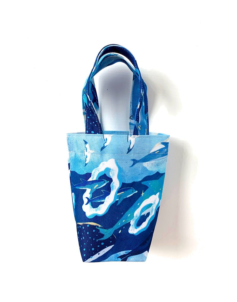 Beverage bag_sky tour - กระเป๋าถือ - ผ้าฝ้าย/ผ้าลินิน สีน้ำเงิน