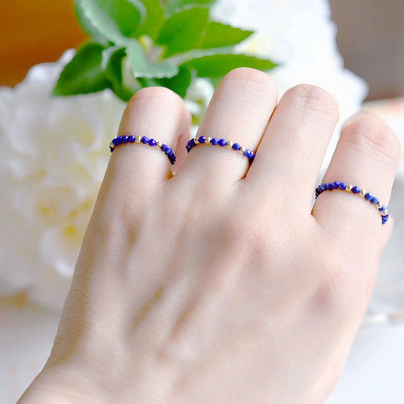 lapislazuli ring December birthstone プチラピスラズリの指輪　ピンキーリング　リング　幸運成功運UP 12月誕生石 - 戒指 - 寶石 藍色