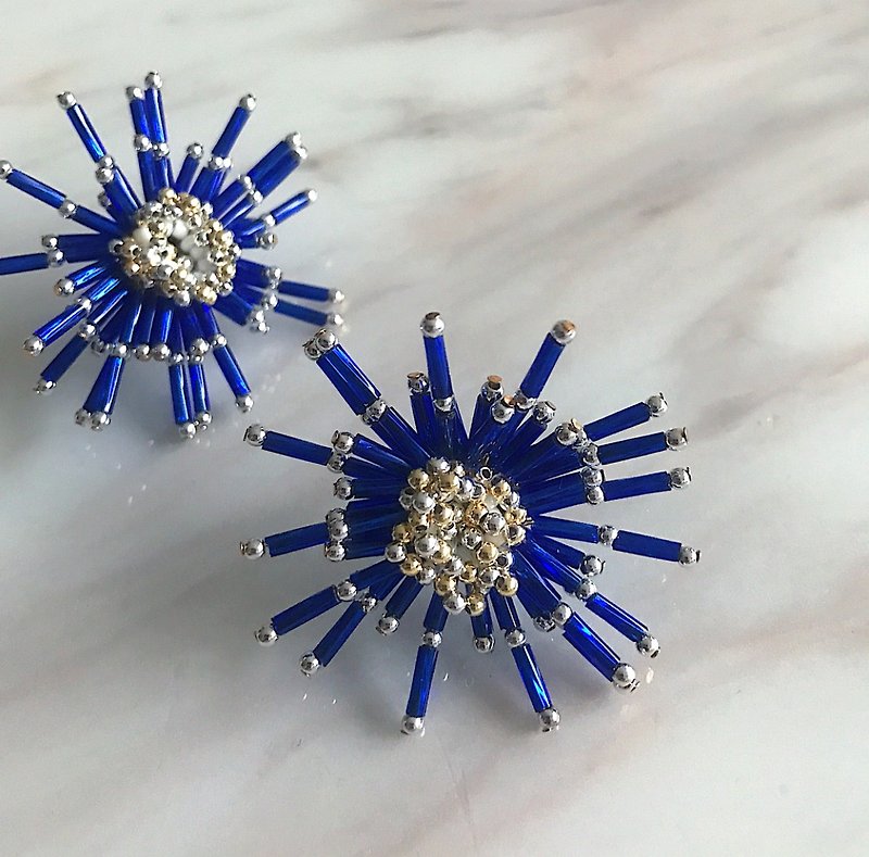 Instant Fireworks - Baolan Customs - Earrings & Clip-ons - Glass Blue