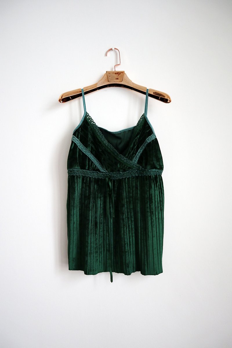 Pumpkin Vintage. Vintage suede pleated vest - Women's Vests - Other Materials Green