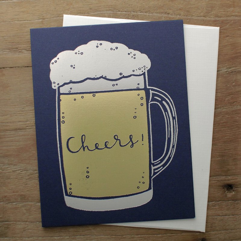 Cheers with Beer Greeting Card - 卡片/明信片 - 紙 藍色